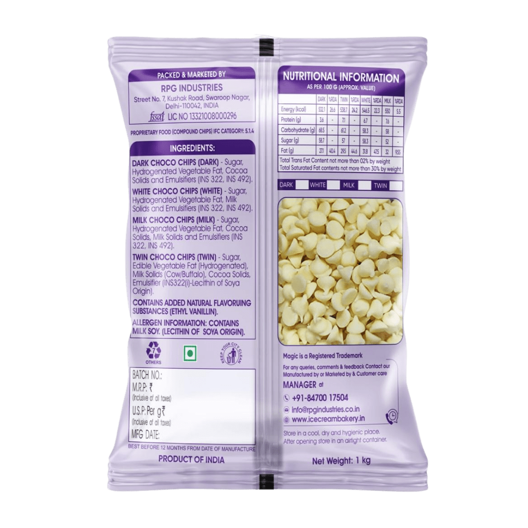 Buy White Choco Chips Online at RPG Industries Buy White Choco Chips Online at RPG Industries
