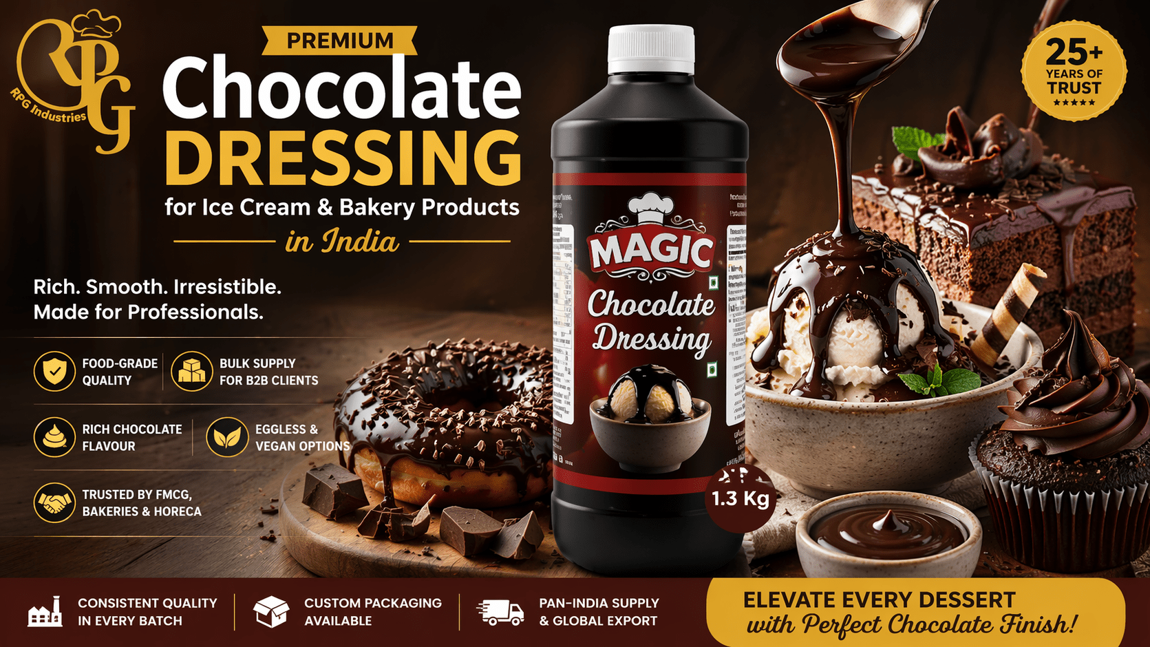 Premium Chocolate Dressing for Ice Cream & Bakery Products in India