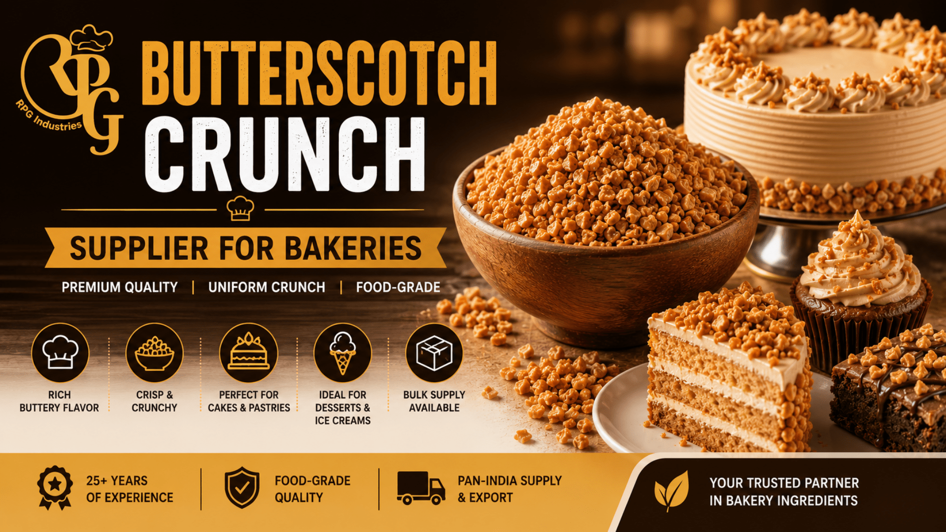 Butterscotch Crunch Supplier for Bakeries