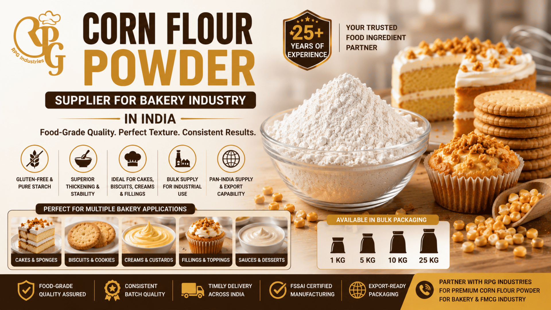 Corn Flour Powder Supplier for Bakery Industry in India