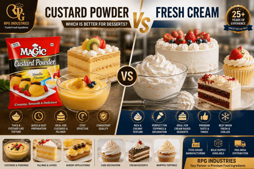 Custard Powder vs Fresh Cream: Which Is Better for Desserts?