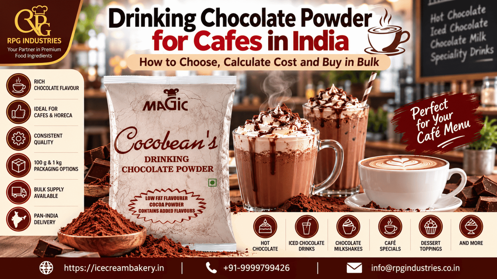 Drinking Chocolate Powder for Cafes in India